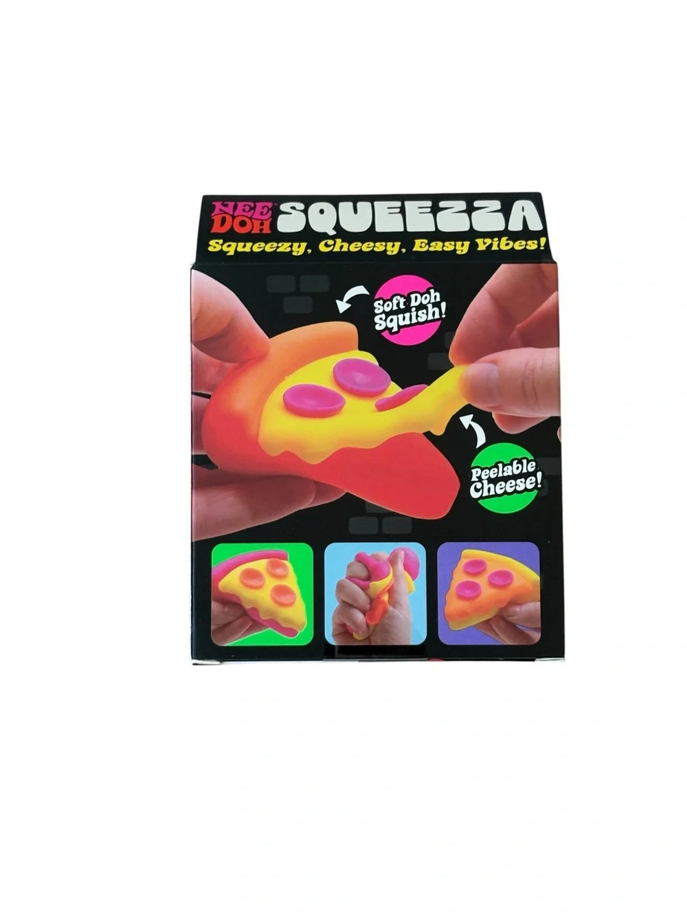 Authentic Needoh NEW Pizza Squeezza Squishy Orange Crust Fidget NIB